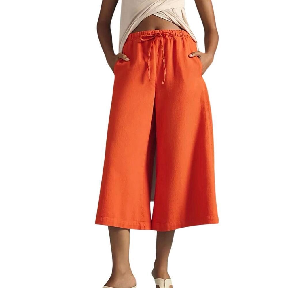 PILCRO MID RISE CULOTTES PANTS WIDE LEG ELASTIC RELAXED ORANGE‎ SZ XS TRENDY